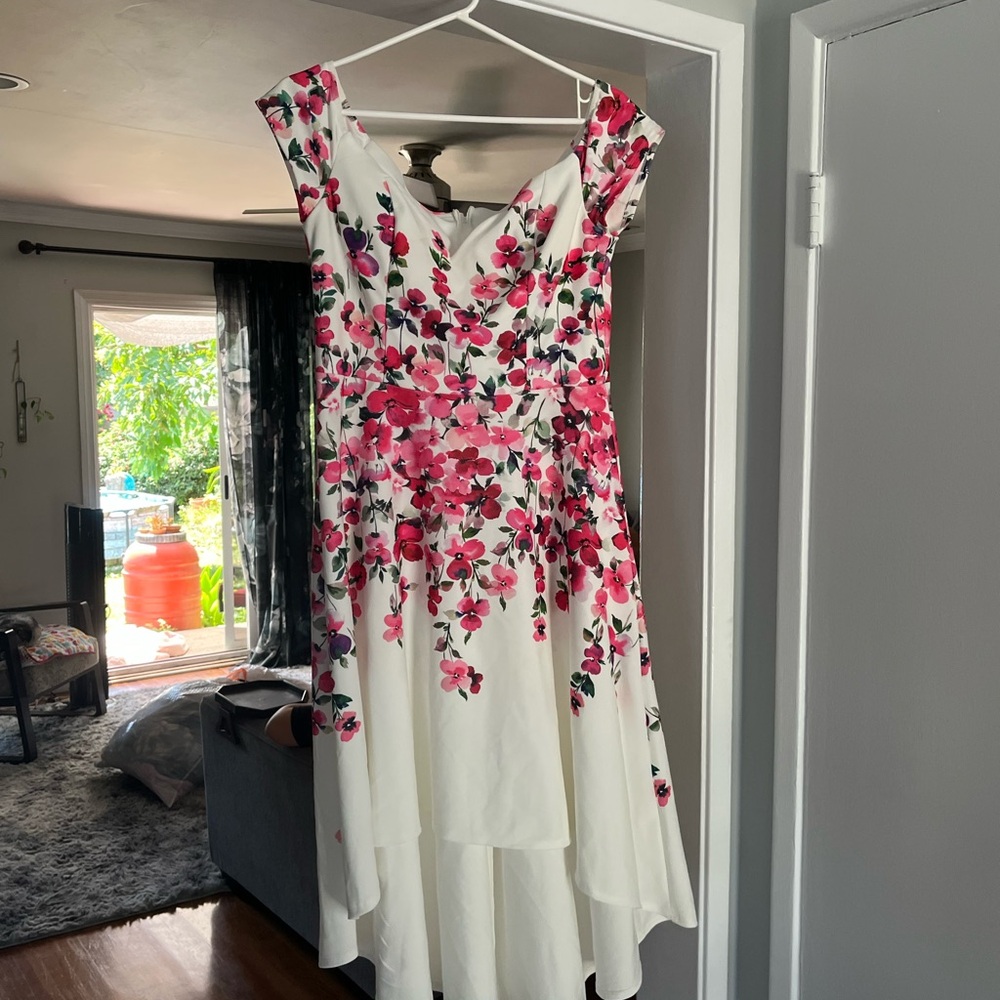 Red and Pink High Low A-Line Dress with Sweetheart Neckline